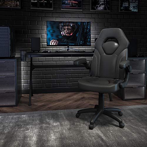 Flash Furniture X10 High-Back LeatherSoft Racing Style Gaming Chair with Flip-Up Arms, Ergonomic Padded Swivel Computer Chair, Black - Image 3