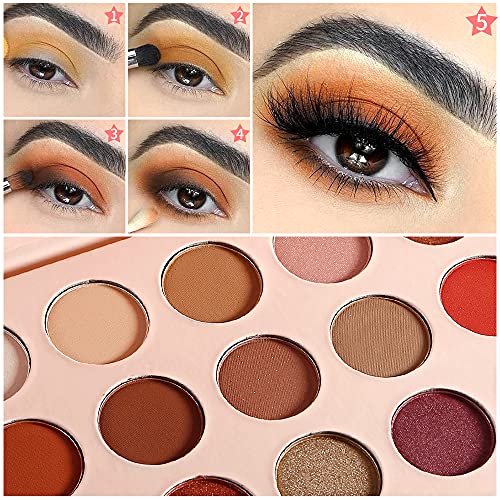 Neutral Eyeshadow Palette - Rose Gold Smokey Red Brown Highly Pigmented Matte Shimmer And Metallic 15 Colors Eye Shadow Pallet - De’lanci Professional Warm Natural Tone Bronze Eyeshadow For Beginners #TOP4
