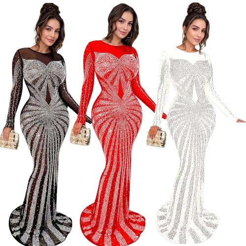 Image of PORRCEY Sexy Elegant Rhinestone Party Club Night Formal Dress for Women