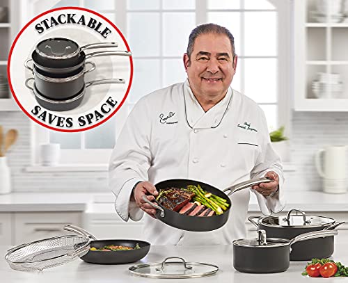 Emeril-Everyday-Lagasse-Kitchen-Cookware-Forever-Pans-Pots-and-Pans-Set-with-Lids-Hard-Anodized-Nonstick-Black-13-Piece-Set