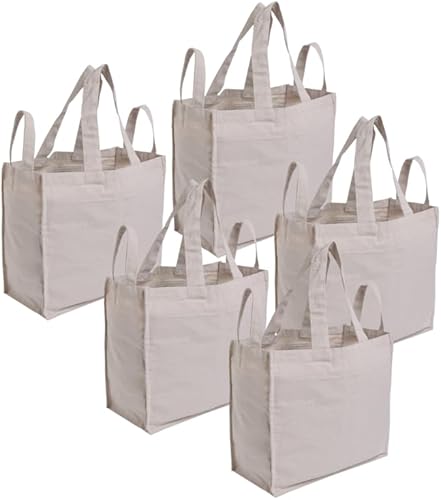 Miniatura 6 de Mayatra's - Bolsas de lona reutilizables con bolsillos reales, largas y resistentes, plegables, lavables (paquete de 1)