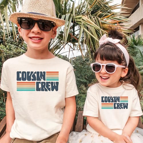 Retro Rainbow Cousin Crew Shirt - Matching Shirts For Cousins - Family Reunion Gift - Boho Natural Toddler Youth Tee2