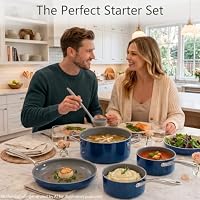 Mosiech 7 Piece Ceramic Cookware Set, Nonstick Pots and Pans Set for Dorm — image 7