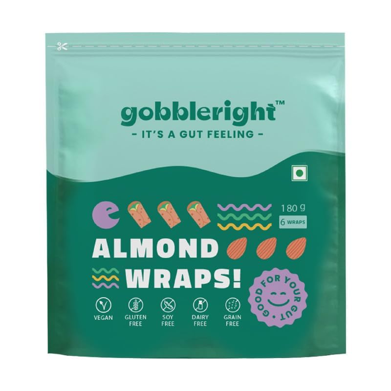 Tortilla Almond Wraps – Pack of 1 (6 Wraps) | Vegan | Perfect for Burritos, Wraps, Tacos, Shawarmas | Healthy Keto Snacks | Low Calorie