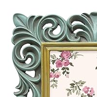Laura Ashley 2x3 White Vintage Inspired Resin Scroll Design Picture Frame with Thin Border, Horizontal & Vertical for Tabletop and Wall Display, Home Décor (2x3, White