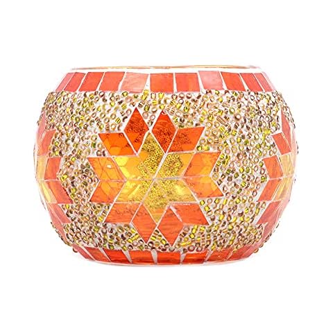 ANCLLO Mosaik-Kerzenhalter, rund, Glas Cover
