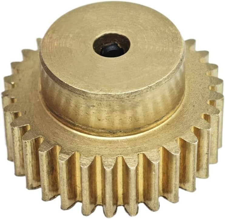 Gear Pinion, Engine,Brass 0.6M 99T Cylindrical with Step 5mm Teeth Thickness Straight .6 Module Spur Shaft Hardware(3mm bore)