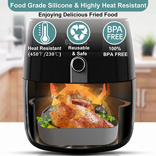 Air Fryer Silicone Pot 2 Pack, Dompion For 6Qt Or Bigger Air Fryer Square Food Safe Silicone Basket Liners, Heat Resistant Reusable Easy To Clean Air Fryer Oven Accessories With Heat-Proof Gloves #TOP1