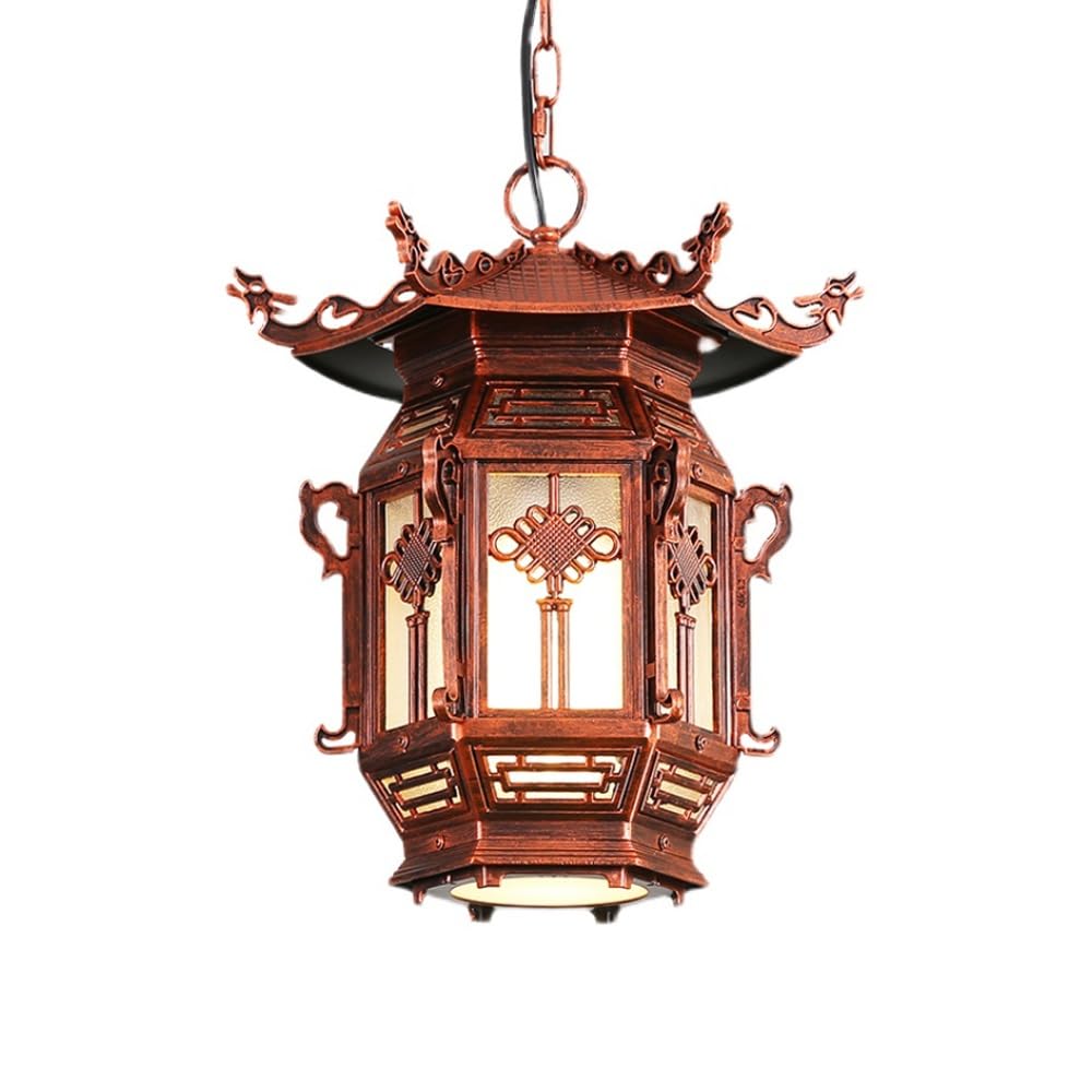 BLOOHK Waterproof Outdoor LED Pendant Light, Retro Metal Chandelier, Weatherproof Exterior Hanging Fixture for Porch, Patio, Gazebo, Corridor