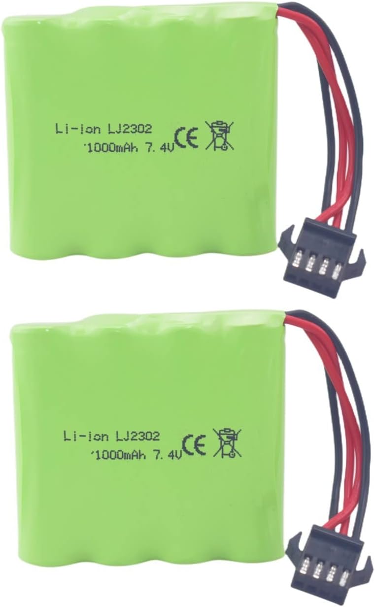 sea jump 2PCS 7.4V 1000mah Lithium Battery for DE36W DE65 NO.1809 RC Car 1:16 Off-Road Vehicle Four-Wheel Drive High-Speed Climbing Drift Racing Spare Battery : Toys & Games