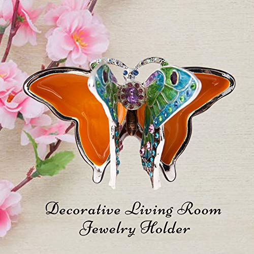 Matashi Elegant Floral And Butterfly Display Design Home Decorative Hanging Jewelry Stand (Trinket Box Blue) #TOP7