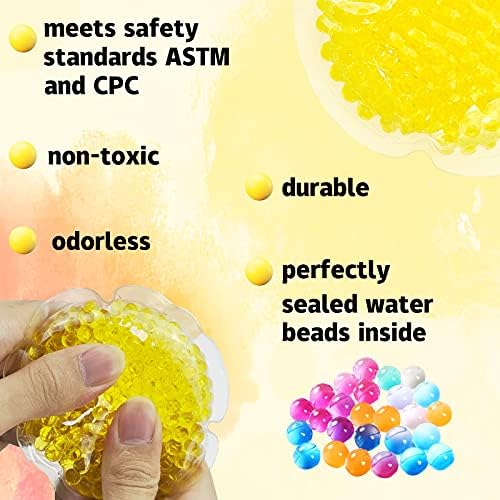6 Pcs Sensory Bean Bags with Premium Water Beads, Squeezable Carnival Toy with Different Shapes for Stress and Anxiety Relief, Preschool Toys for Learning Shapes and Colors