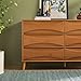 Walker Edison Atticus Mid-Century Modern Detailed-Drawer Solid Wood Dresser, 59 Inch, Caramel