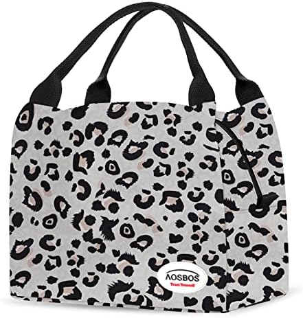 Aosbos Lunch Bags for Women Insulated Lunch Box Cooler Bag Bento Box Adult Lunch Box Loncheras Para Mujer Meal Prep Lunch Box Lunch Pail Lunch Tote Bag for Women Work Office Picnic, Leopard