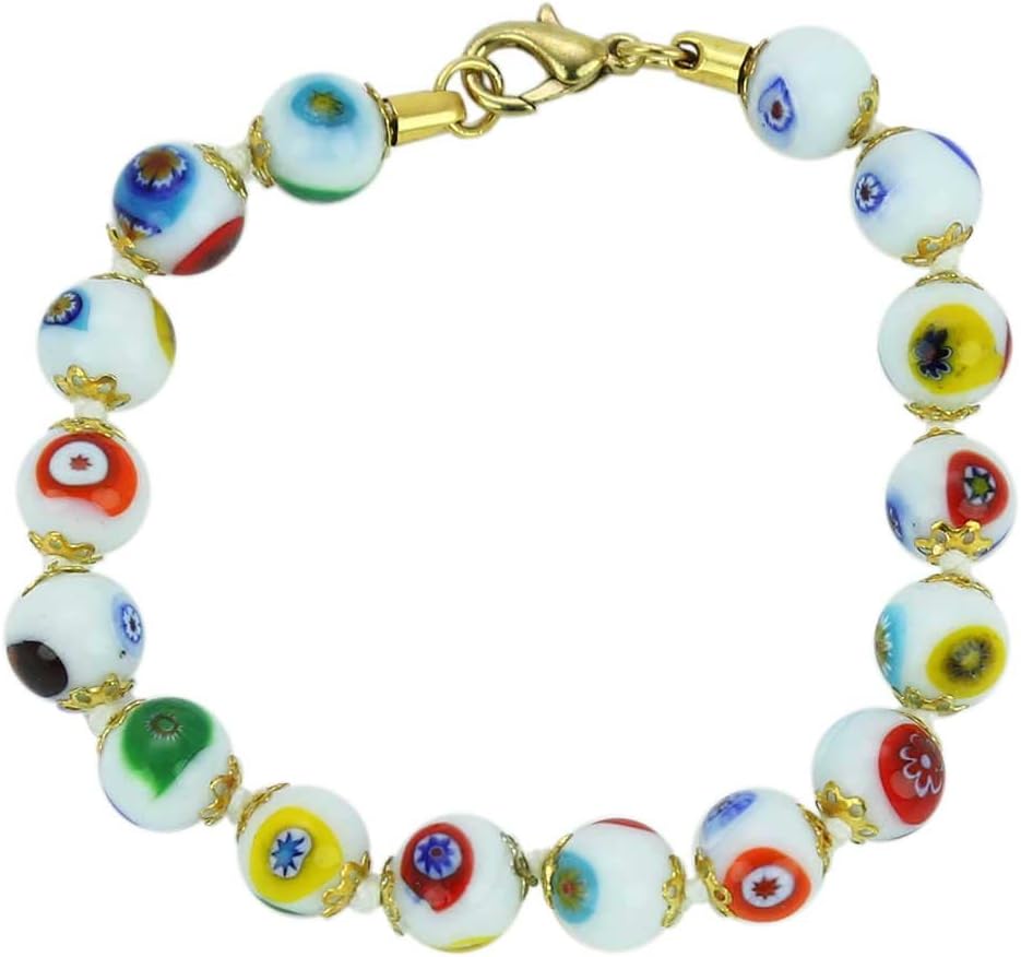Glass Of Venice Murano Glass Mosaic Bracelet - White