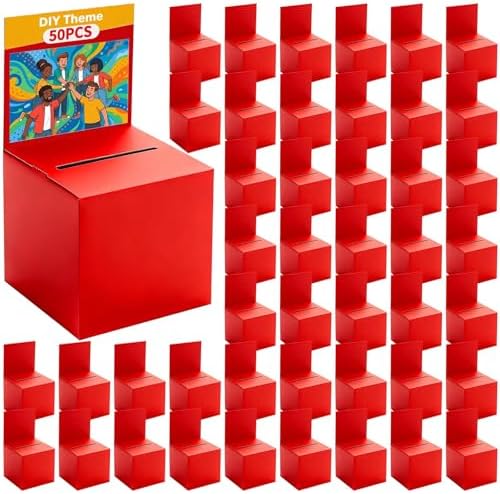 Amazon.com : 50 Pack Raffle Box Ballot Box with Slot, 6 x 6 x 6 Inch ...