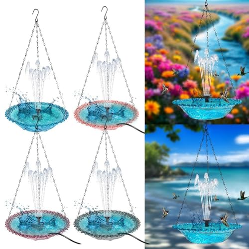 Baño solar para pájaros morado libre de cables y seguro para mascotas 5