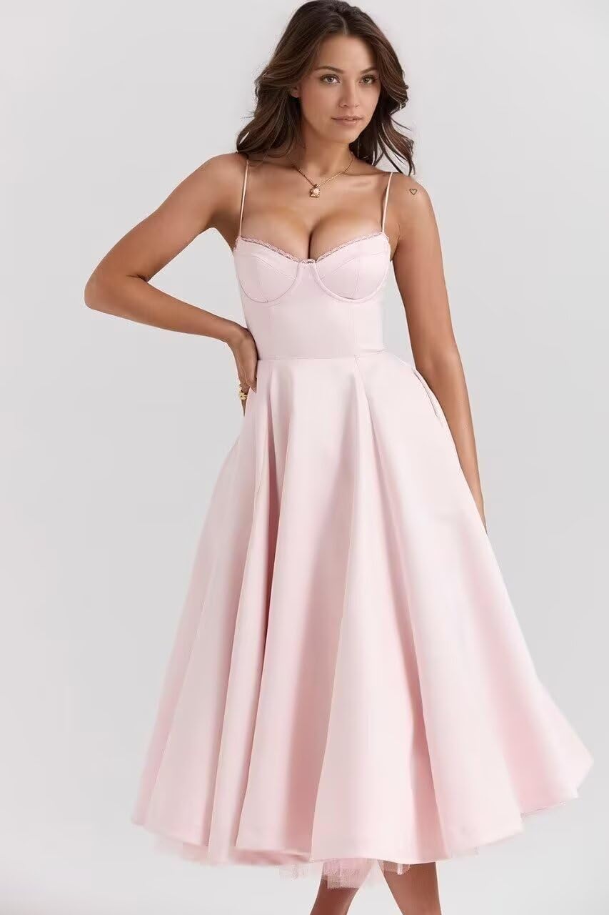 Satin Prom Dress Spaghetti Straps Vintage Wedding Dresses Puffy Tulle Corset A Line Cocktail Dress with Pocket AS022 - Image 2