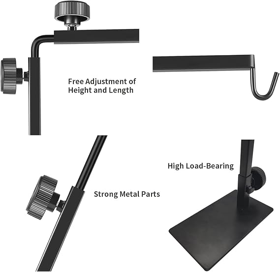 Reptile Lamp Stand, Adjustable 16-31 Inch Domes Heat Lamp Metal Bracket Floor Light Holder for Reptile Terrarium Lighting Heating Light and Dome lampshade, Large
