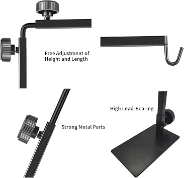 Reptile Lamp Stand, Adjustable 16-31 Inch Domes Heat Lamp Metal Bracket Floor Light Holder for Reptile Terrarium Lighting Heating Light and Dome lampshade, Large