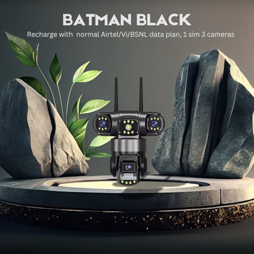 Image of Maizic Smarthome Batman 4G SIM 3-in-1 CCTV Camera (3 * 5MP) | Full HD 360 Degree Pan-Tilt | Triple Lens & Screen | 2-Way Talk | Dual Side Cameras (180 Degree Rotation) | Home Security Camera