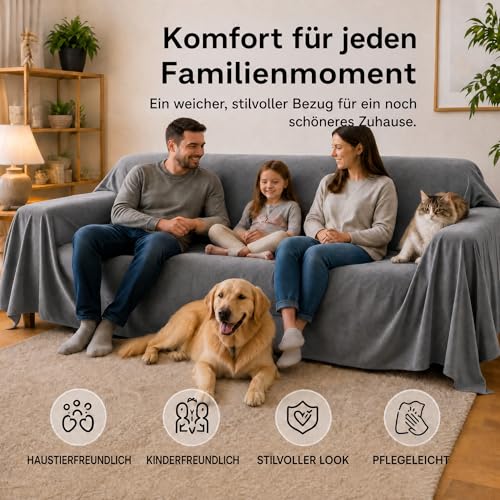 Loiion Anti Griffe Chat Canapé Impermeable Antidérapante Gris 340x180cm - 8