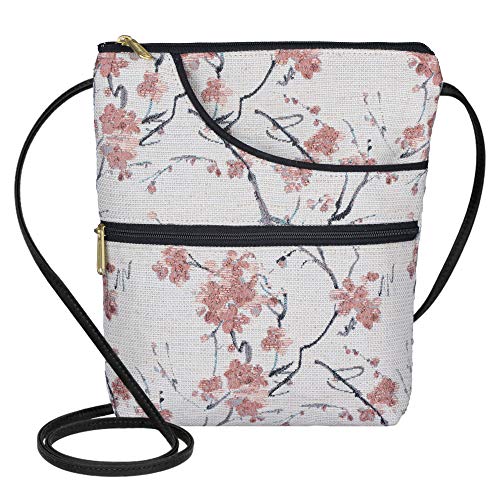 Danny K. Women's Tapestry Bella Purse Crossbody Handbag, Adjustable Cord, Handmade in USA (Cherry Blossom)