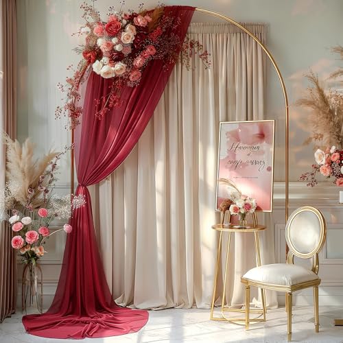 Image of Burgundy Wedding Arch Draping Fabric 1 Panel 30'' x 20FT Red Drapes Sheer Fabric Backdrop Curtains for Christmas Wedding Ceremony Birthday Party Bridal Shower Decoration