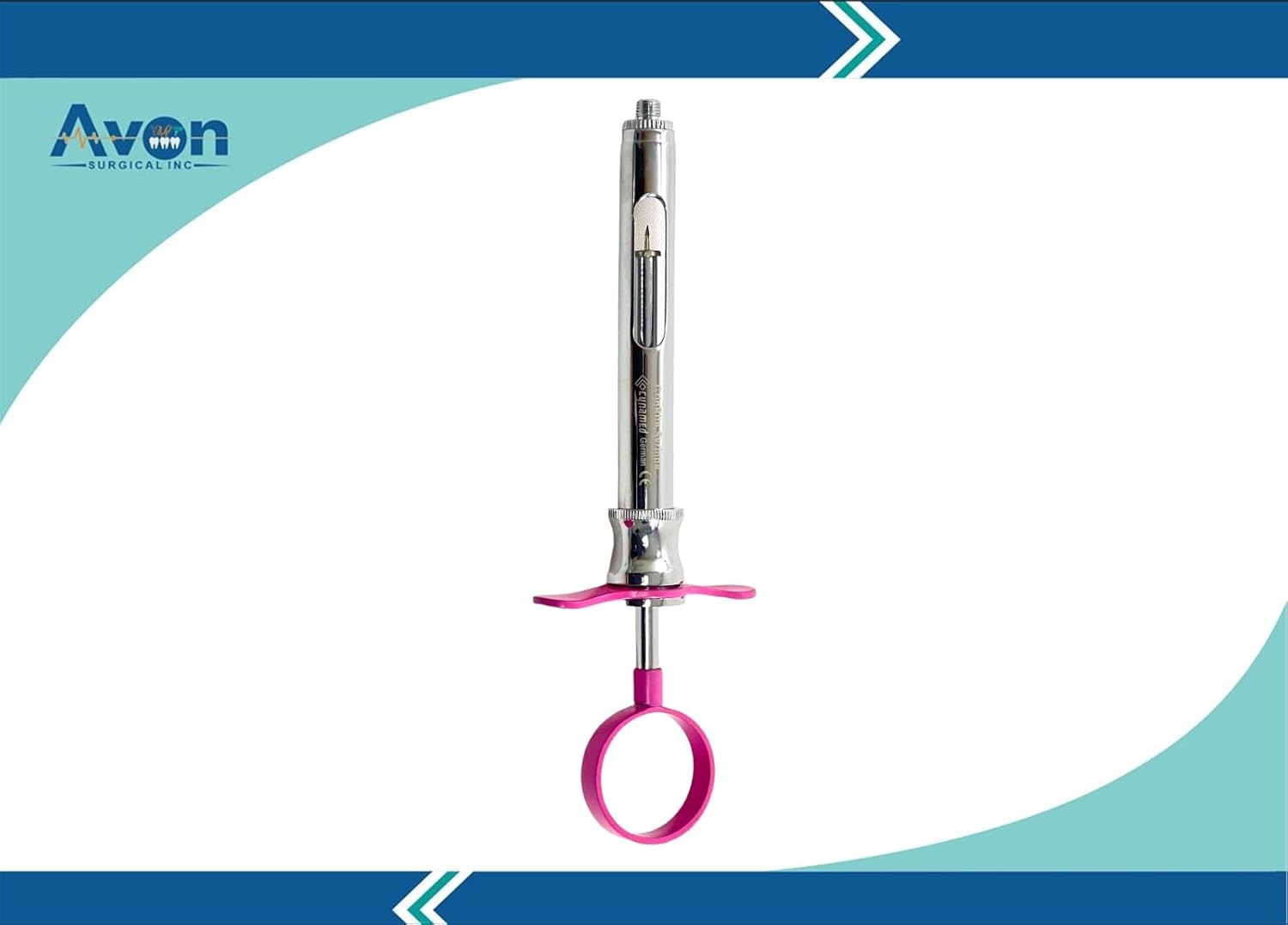 1.8mL Dental Anesthetic Syringe, 10 Count - Dark Blue & Pink Colored Handle, Self-Aspirating with Arrow Plunger - German Stainless CE