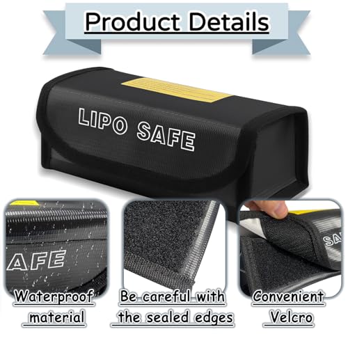 2 Stück Lipo Safe Bag, Akku Tasche Feuerfest, Explosionsschutz Feuerfeste Box für Akkus, für Mehrere Akkus Geeignet, Sicherheit Beim Aufladen, Lagern und Transporten(schwarz)