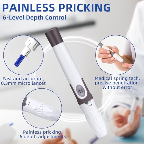 Metene S Blood Glucose Monitor Kit with 50 Glucometer Strips, 50 Lancets, 1 Blood Sugar Monitor, Diabetes Testing Kit with Control Solution, Lancing Device, No Coding, Glucometro Kit Completo