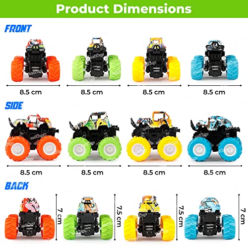Image of Zest 4 Toyz Friction Powered Cars for Kids 4WD Mini Monster Trucks Big Rubber Tires Baby Boys Super Cars Blaze Truck Children Gift Toys Multi Color (Set of 2)