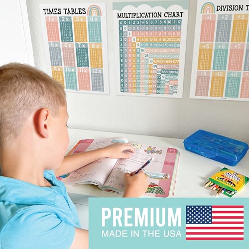 Hadley Designs Multiplication Chart Poster Set - 9 Math Posters for Classroom & Homeschool, Times Tables, Skip Counting, and Division Posters for 2nd-5th Grade, Boho Classroom Decor by Hadley Designs - Image 5