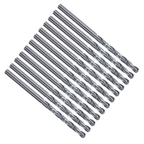 PATIKIL 3.3mm Drill Bit #30, Jobber Straight Shank M2 High-Speed Steel 135°Split Point Tip Nitriding Black for Stainless Steel Hard Metal - 12 Pack