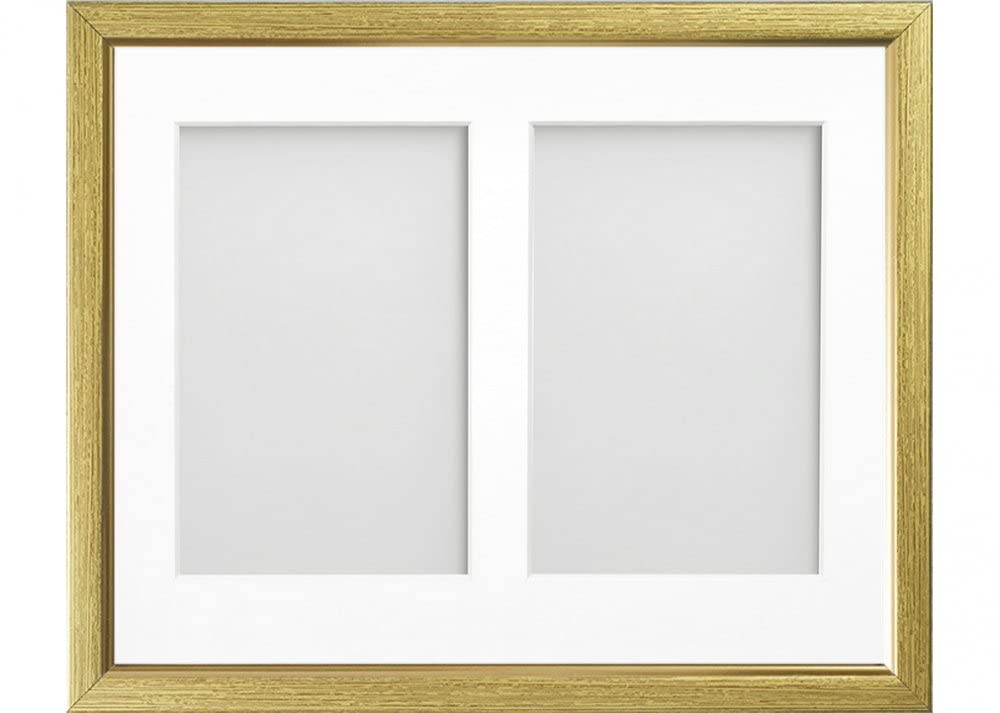 Frame Company Drayton Multi Aperture Photo Frame, Gold with Gold Inset, 10x8 for 6x4 inch (x2)