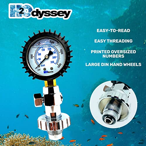 H2Odyssey Din Pressure Tester - Scuba Diving Pressure Gauge #TOP4