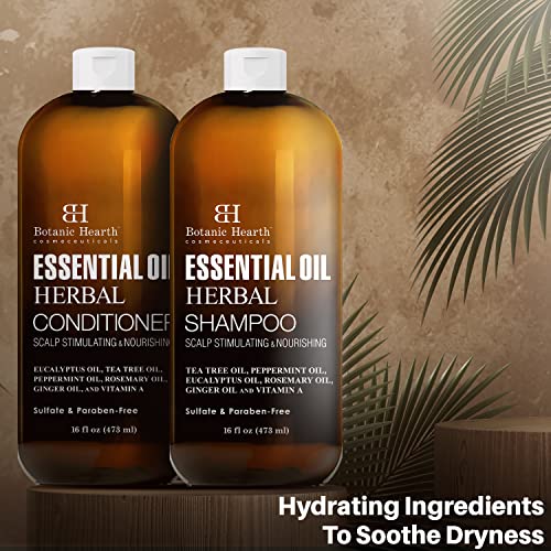 Botanic Hearth Essential Oil Herbal Shampoo And Conditioner Set - Shampoo And Conditioner For Hair Growth, Thickening & Color Safe - Sulfate Free - For All Hair Types - Men And Women - 16 Fl Oz Each #TOP3