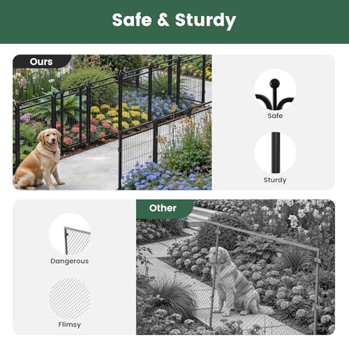 Decorative Garden Fence 40in(H) x 34.7ft(L) with 2 Gates,Thicken 16 Panels Metal No Dig Outdoor Dog Fence for Yard,Heavy Duty Animal Barrier for Dog and Rabbit, Garden Border Fence, Black