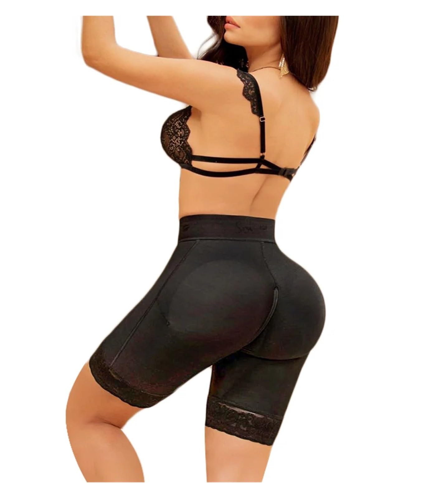 Fajas Reductoras Mujer Pantalones cortos levantadores de glúteos con cremallera de alta compresión, cintura alta, Realzador de cadera sin costuras, ropa interior adelgazante de realce(Beige,XXXL)