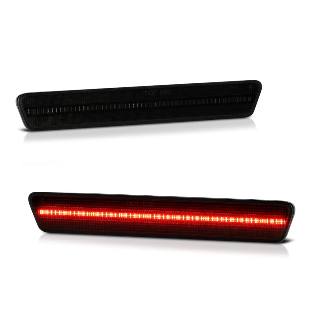 VIPMOTOZ Rear Bumper Side Marker Reflector LED Lamps Upgrade Compatible With 1999-2004 Ford Mustang Smoked Tinted Lens Left Driver Right Passenger Side Pair Set