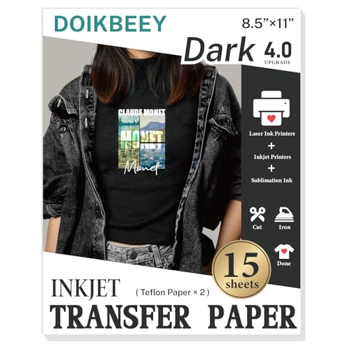 DOIKBEEY Heat Transfer Paper Upgraded Version 4.0 for T Shirts 15 Sheets, 8.5