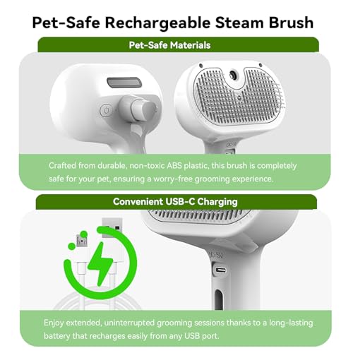 iomsloon Pet Steam Brush, 3-in-1 Spray Hair Removal Comb for Dog and Cat, Steam for Shedding and Grooming, Spritz Defur Comb, Water Brush for Long & Short Haired Pets