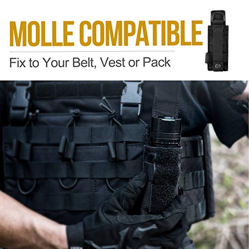 Onetigris Flashlight Pouch Holster Tactical Molle 1000D Cordura Nylon Flashlight Pouch Holder (Black) #TOP3