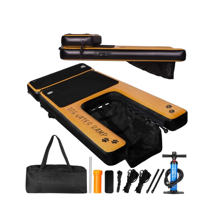 DiDiBirDi Rampa de agua para perros, doble capa, extra grande, inflable, rampa de agua para piscina, escalera para cachorros, antideslizante, para botes y muelles para perros de hasta 100 kg
