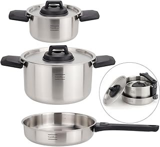 Stainless Steel Camping Cookware Set, 6 Pieces Camping Pots and Pans Set - for Backpacking, Camp, and Kitchen