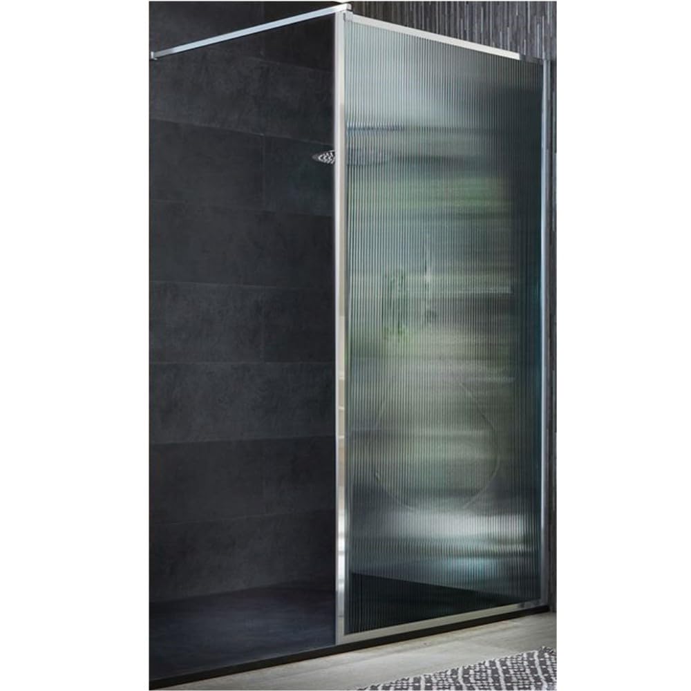 Milano Graphite Florence Chrome Fluted Glass Framed Shower Enclosure Tray - 1500Mm X 800Mm