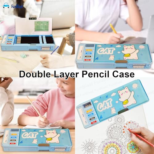 Image of FunBlast Multifunctional Pencil Box for Kids, Kids Pencil Box for Boys & Girls, Magnetic Pencil Box for Boys, Pop up Pencil Case for Kid (Cat)