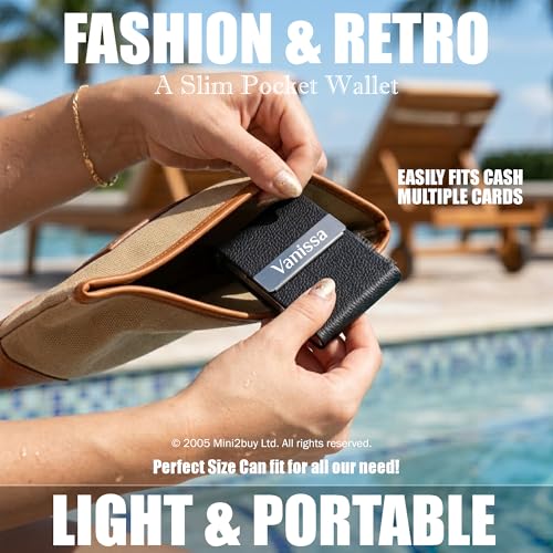 Image of Mini2buy Customized Unisex Vertical Card Holder Name Engraved for Credit|Debit|ATM|Business Visiting RFID Blocking Stainless Steel (1 x 10 x 6 cm) Personal Corporate Gift (S-Plan Black)