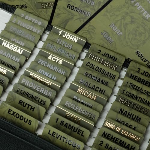 UPAFEXXI-Laminated Bible Tabs, 3D Black and Gold Foil Embossed Lettering