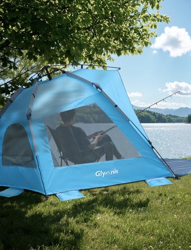 Glymnis Beach Tent 5-6 Person Pop Up Beach Tent Sun Shelter Beach Shade UPF 50+ Anti UV Outdoor Family Tent Easy Up image 1